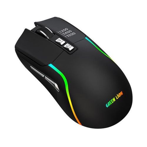 Green Lion Rechargeable Gaming Mouse, Adjustable DPI 1200-2400-3200, ABS Material, 10Meter Operating Range, 7 Control Buttons, Bluetooth Connection