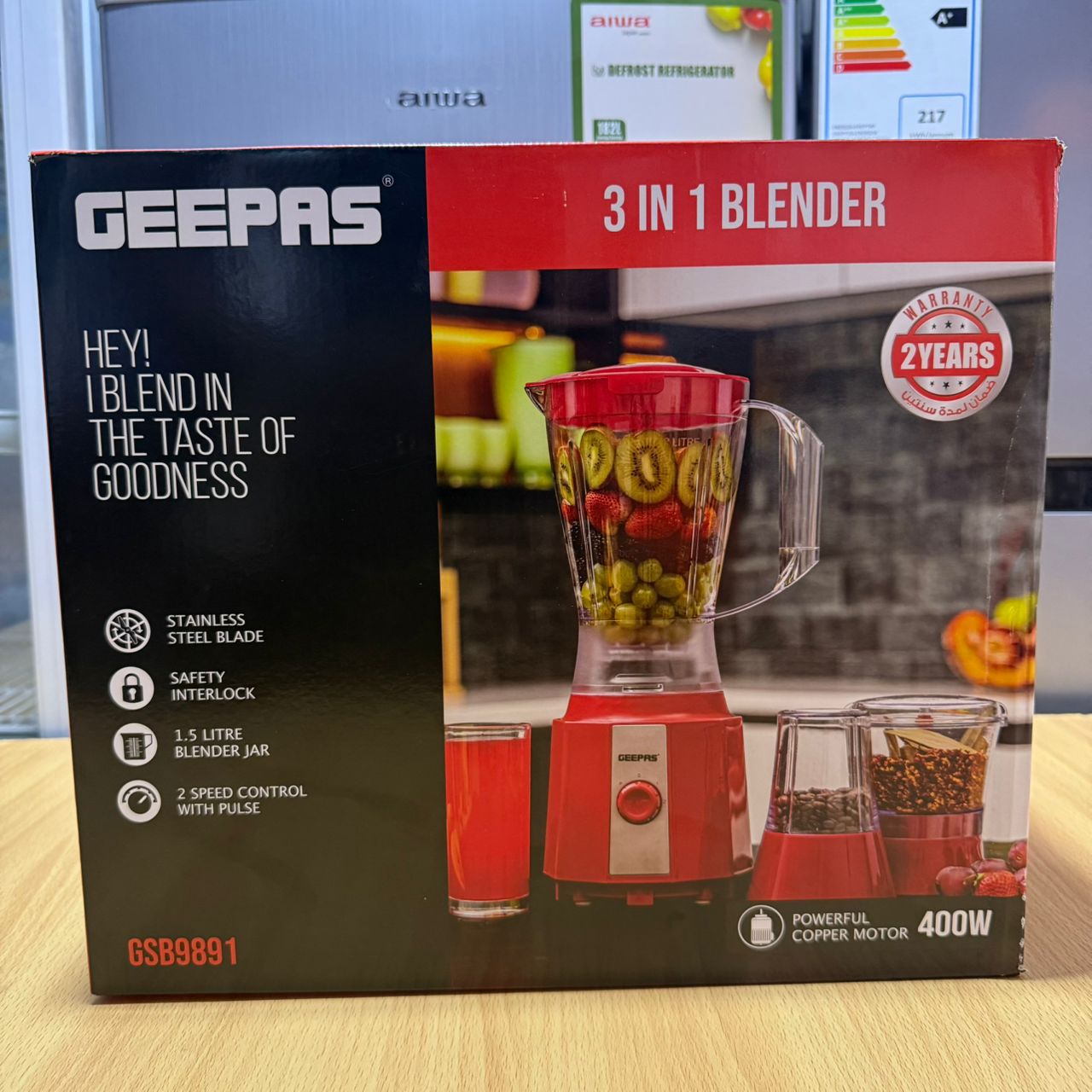 Geepas 3 In 1 Blender, 400W, 1.5 Litre | GSB9891