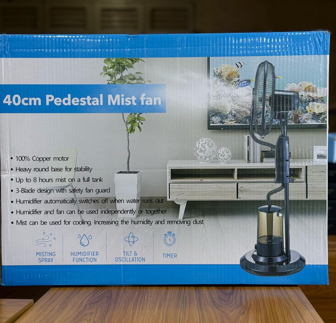 Mist Fan Black with 16 Inch – Black, White