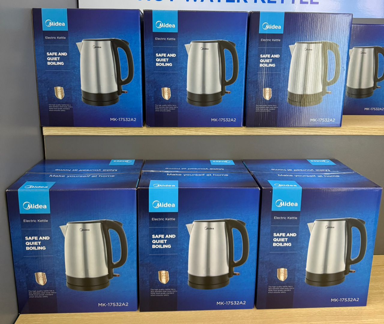 Midea 1.7L Stainless Steel Electric Kettle, 2200W Cordless 360° Swivel Base, Power Cord Storage