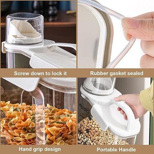 Airtight Cereal / Dry Food Storage Container with Built-in Measuring Cup