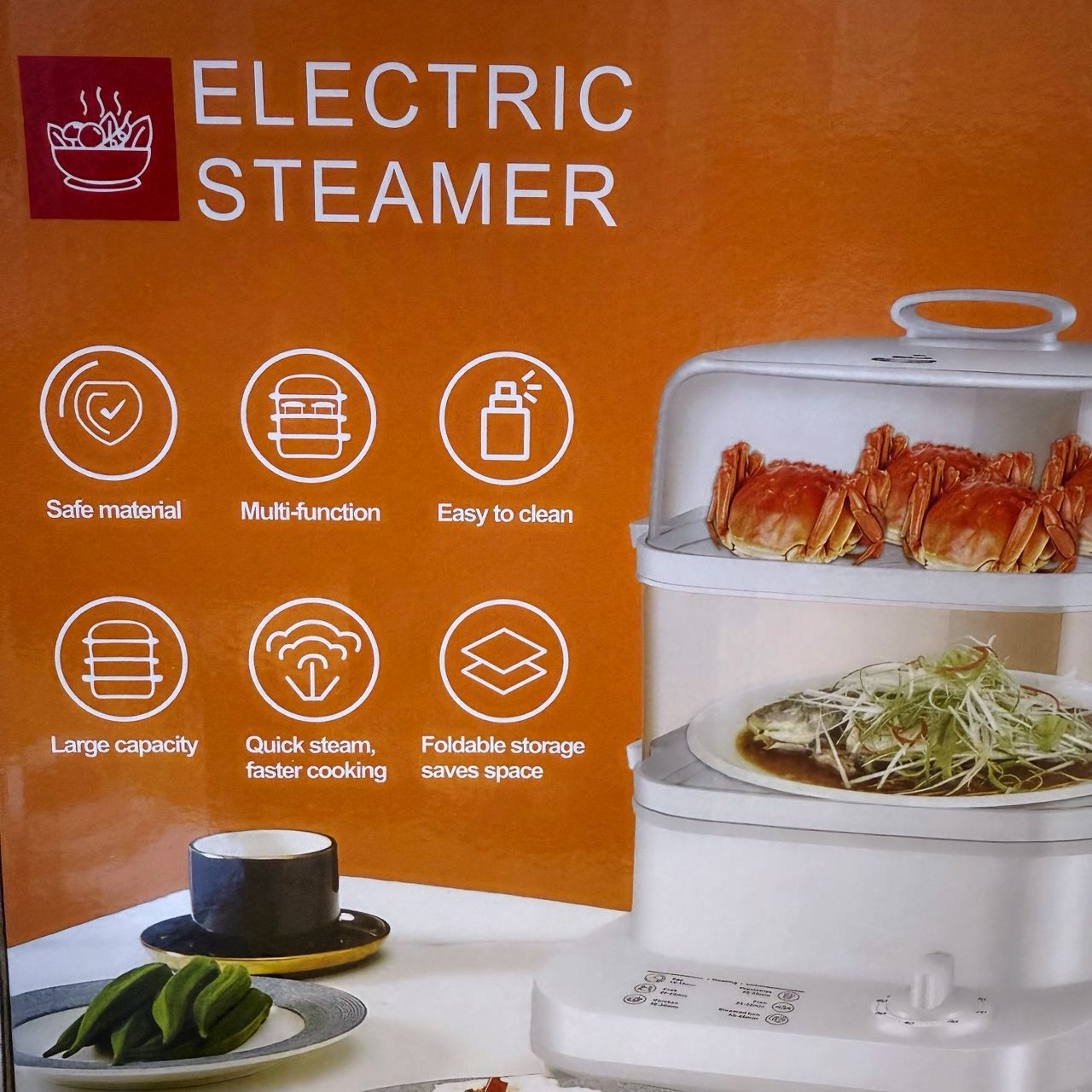 2-Tier Electric Food Steamer With Display & Timer
