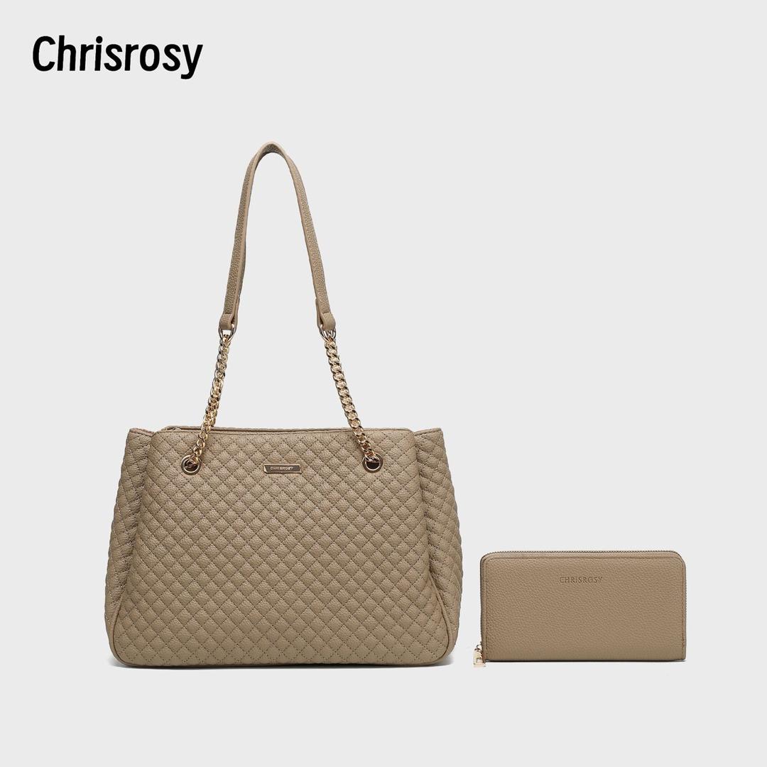 Chrisrosy Quilted Ladies Handbag Set (Handbag + Matching Wallet)