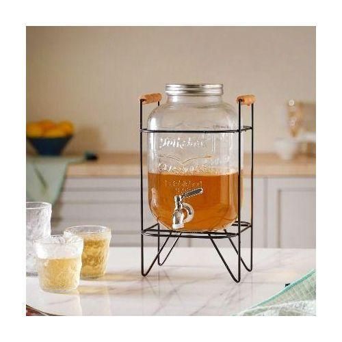 5L Glass Dispenser With Iron Stand And Tap For Serving Juices And Beverages At Parties Picnics Offices Bars-Transparent