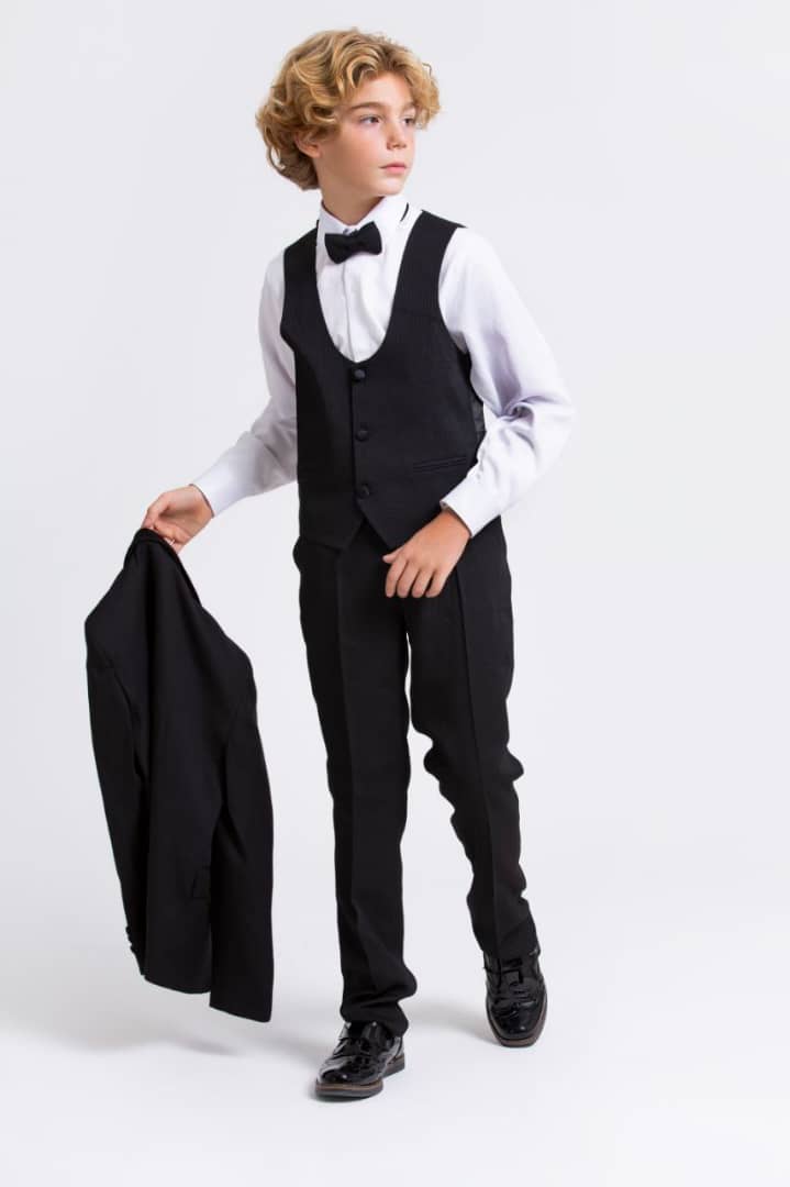 Boys Suit 3 Piece Slim Fit Tuxedo Kids Formal Outfit Blazer Vest Pant Suit Set