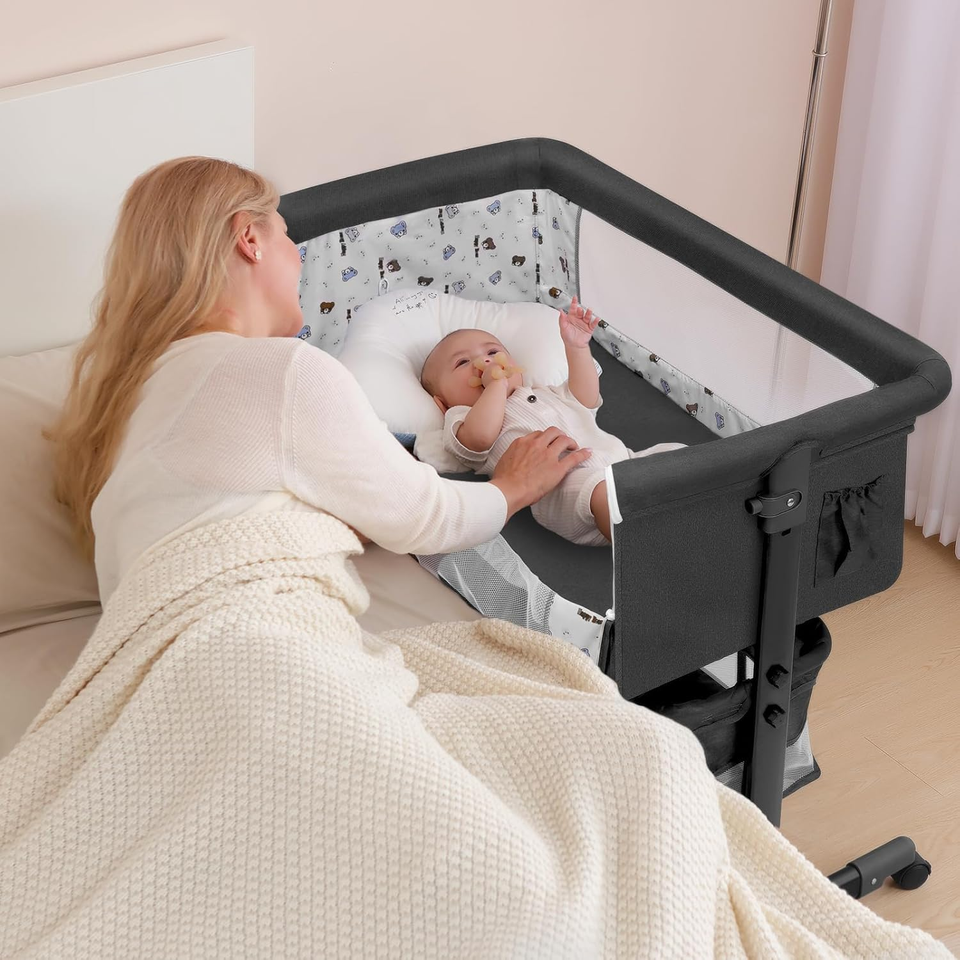 Baby Bassinet, Baby Basinet Bedside Sleeper, Easy to Fold Portable Crib Side