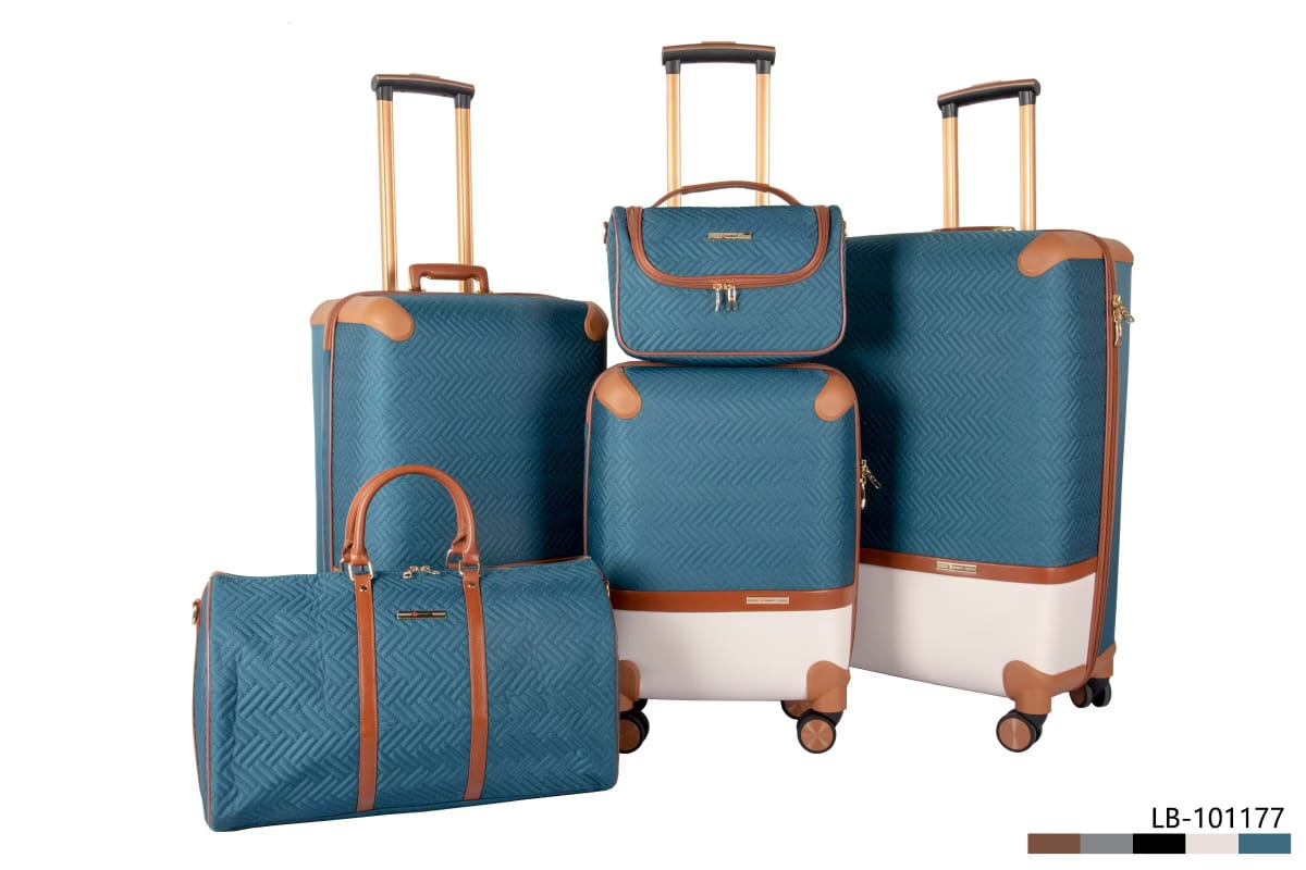 5-Piece Textured Teal Luggage Set