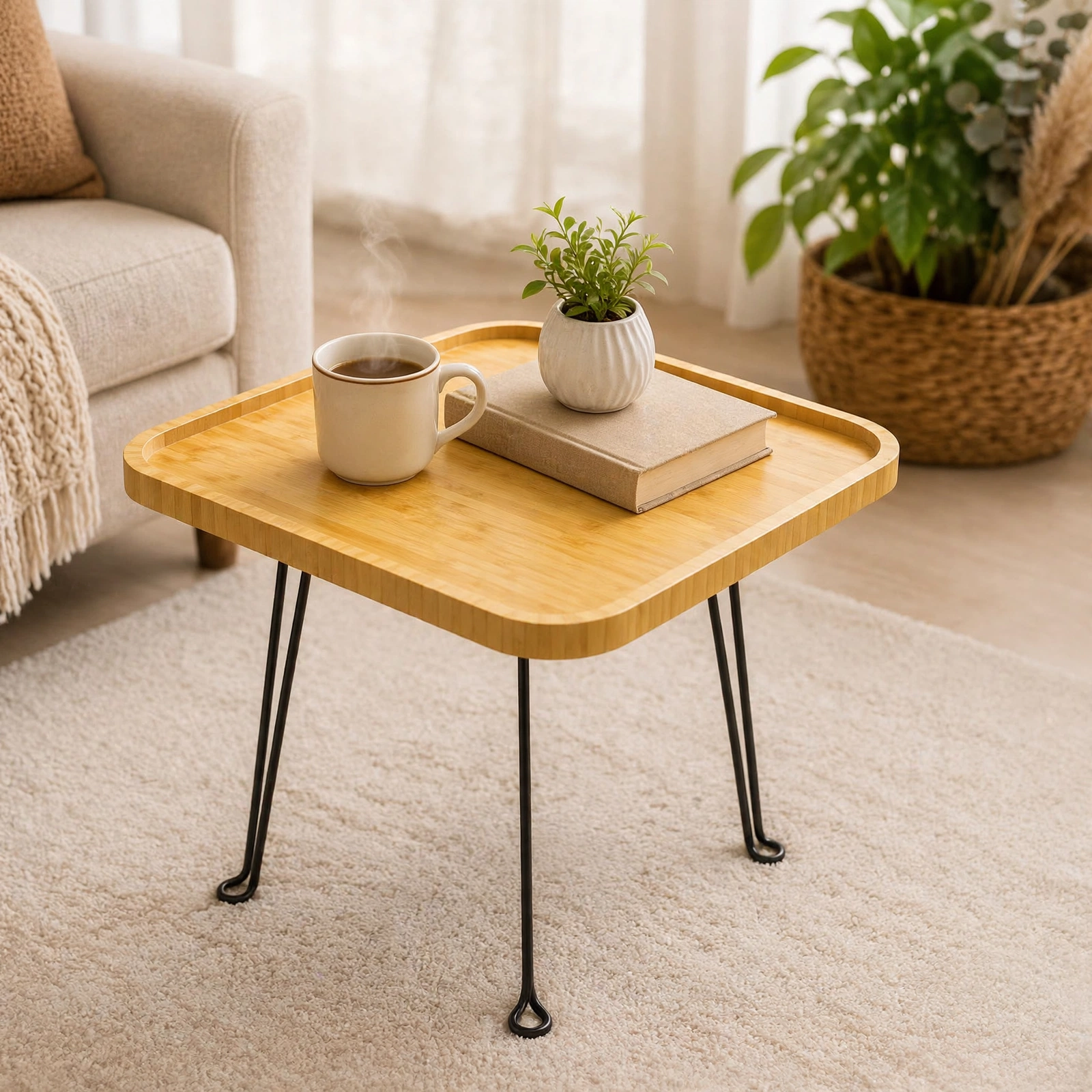 Bamboo Folding Side Table