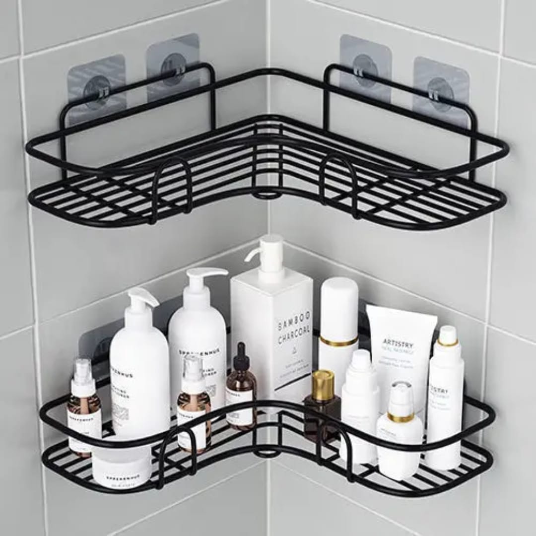 Adhesive Corner Shower Caddy & Bathroom Storage Shelf (2-Pack)