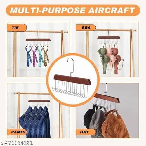 2-Pc Multi Functional Wooden Hangers- Multi Colours