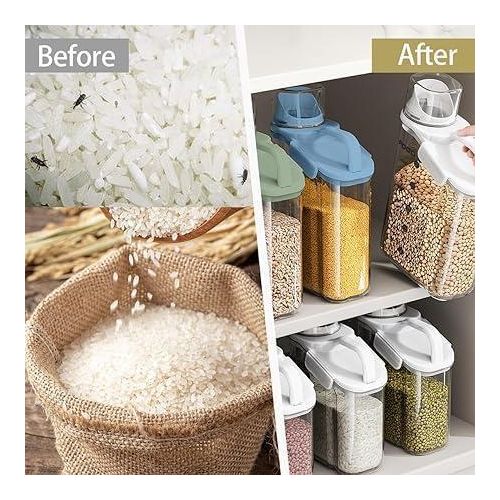 Airtight Cereal / Dry Food Storage Container with Built-in Measuring Cup