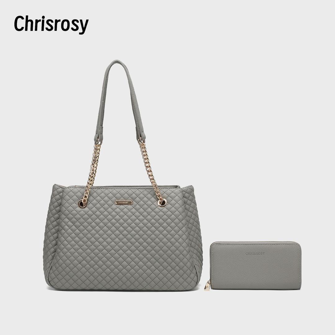 Chrisrosy Quilted Ladies Handbag Set (Handbag + Matching Wallet)