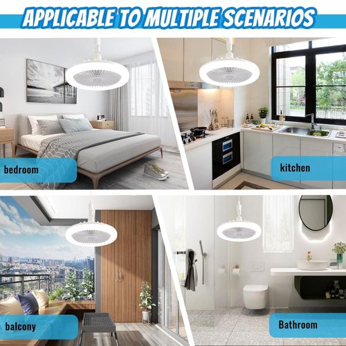 Small Ceiling Fan With Light And Remote Control, Ever LED Ceiling Fan Lamp, Adjustable, Timer, 3 Speeds and 3 Colour Temperatures, for Kitchen Bedroom Living Room