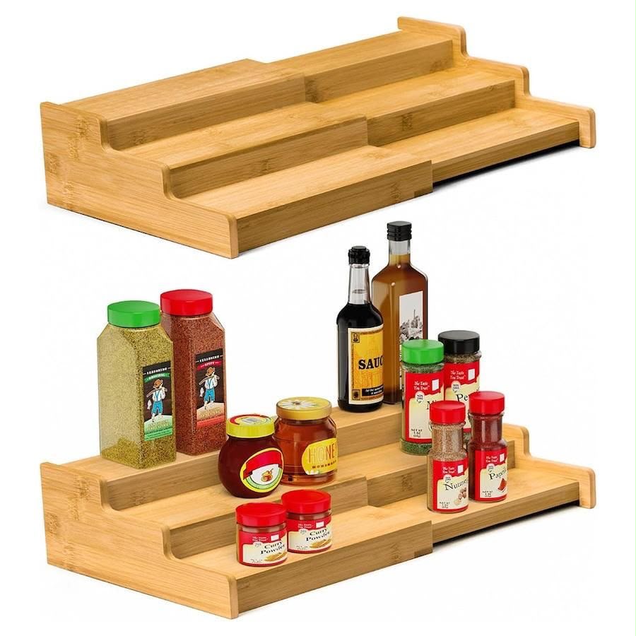 3 tier Bamboo Adjustable Spice Rack