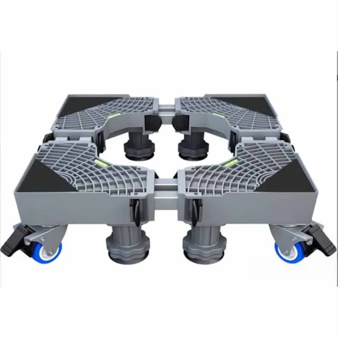 Adjustable washing machine / fridge base with wheels.